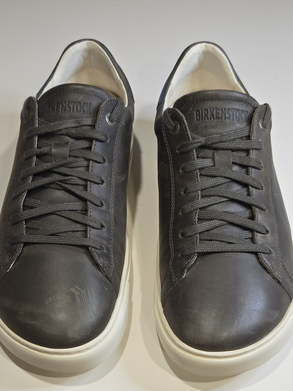 Birkenstock Men’s Dark Gray Low-Top Leather Sneakers